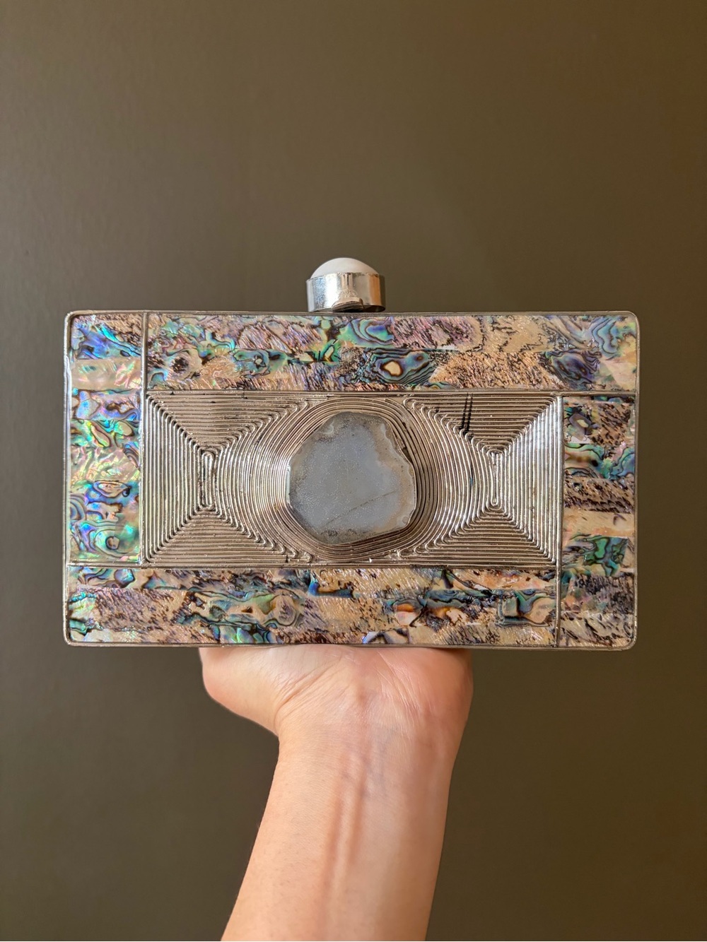 Silver Abalone Shell Decorative Art Plaque